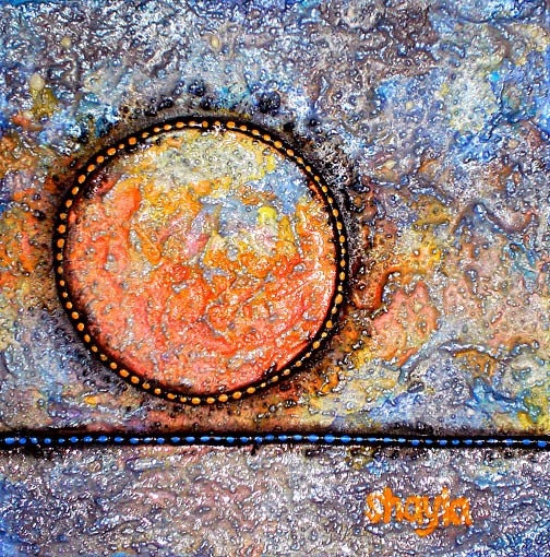 Lavender and Orange (COLOR STUDY) - Original Light Reactive Painting, Made with Beach Sand and Glass
