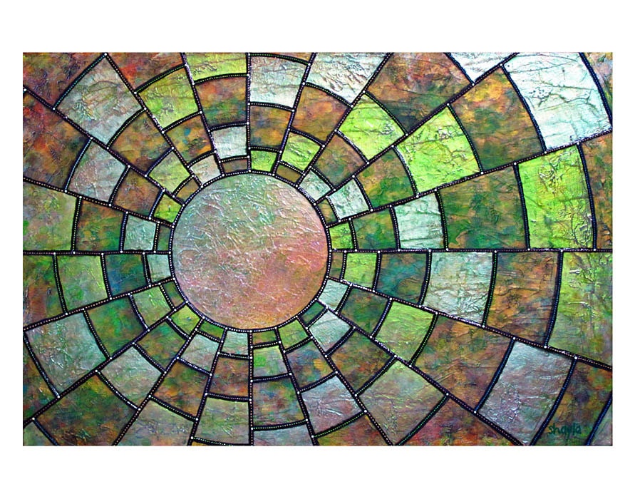 Synthesis : Modern Mandala, Sacred Geometry, Ancient and Futuristic - 8x10 Metallic Print