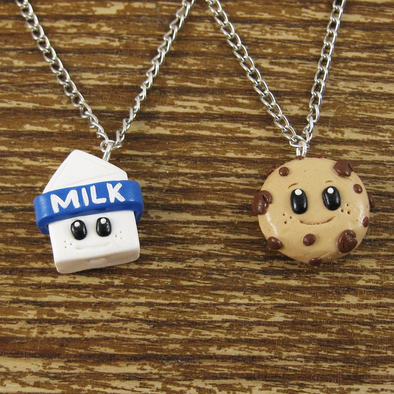 Tiny Milk & Cookies Best Friend Necklace Set
