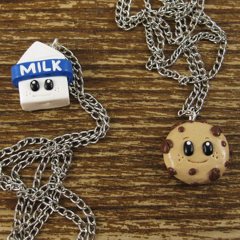 Tiny Milk & Cookies Best Friend Necklace Set