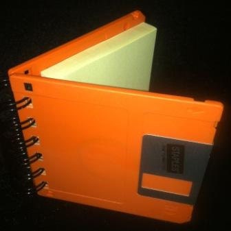 Orange Floppy Disc Spiral Post-it Note Holder