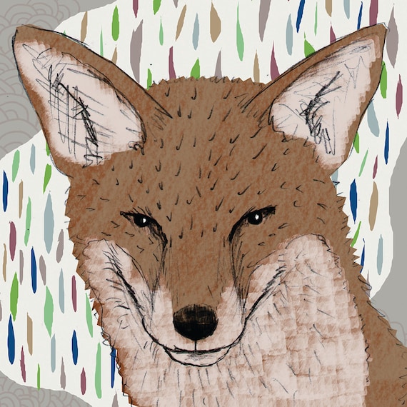 Fox - mounted illustration print