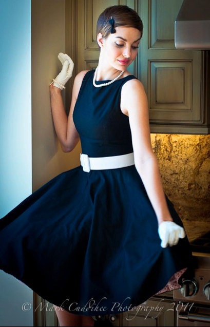 Women's Scoop Neck Retro "Agatha" Dress ---------Custom Sized and Color (non-reversible)
