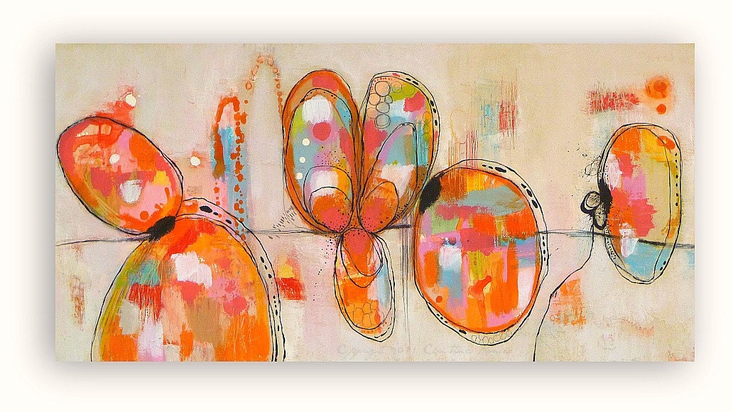 Large Original Abstract Painting 36" x 18"...........by Christina Romeo