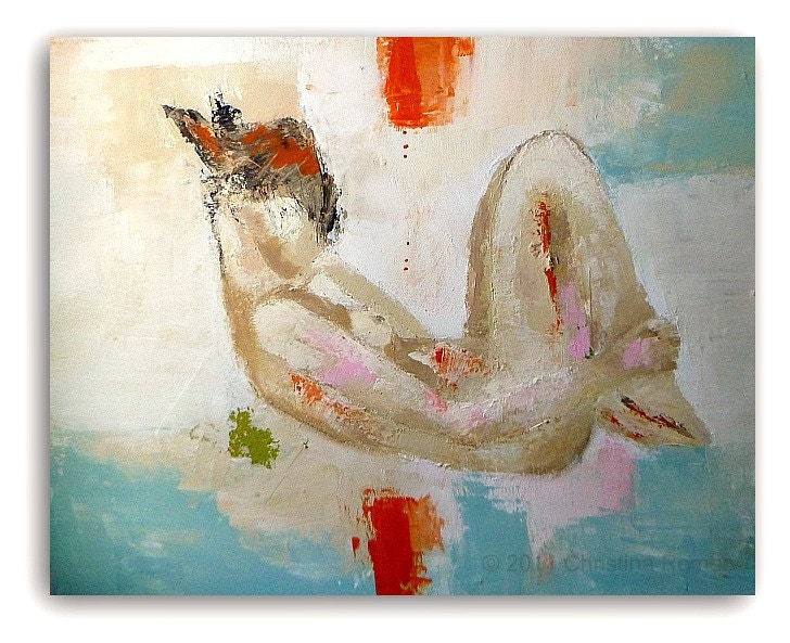 Original Painting Figure Study Female Form - 16 x 20 "Idle" by Christina Romeo