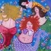 Partying Mermaids Fun Whimsical Folk Art Giclee Print