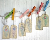 Gift Label Peacock Feather Shabby Chic (set of 6)-Handmade Gift HangTags