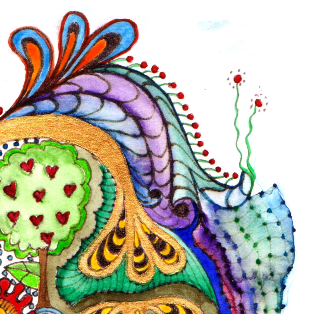 Monogram, Initial, Colour-Me-In Illuminated Letters - G, original art  drawings by melanie j cook