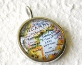 World Traveler Map Necklace - Uganda, Africa