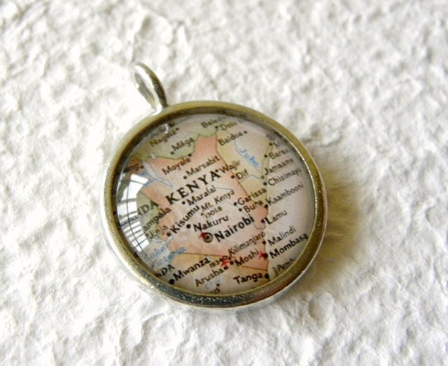 World Traveler Map Necklace - Kenya, Africa