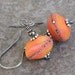 Burnt Orange Lampwork Nugget Earrings, Oxidized Sterling Silver Handmade Earwires, Artisan Etched Silvered Glass... Aurumn Jewelry