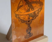 Copper Astrolabe metal art card with easel