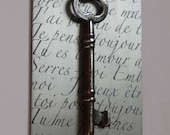 Silver Skeleton Key Metal Art Card Aceo