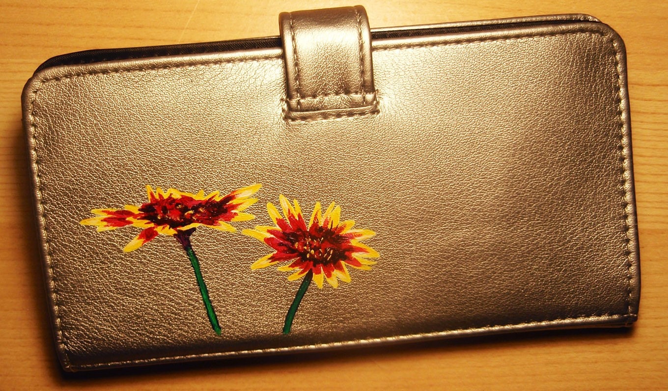 Oklahoma Wildflower Indian Blanket Silver Vegan Wallet - Purse - 25% Donated