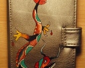 Hand Painted Brilliant Dragon - Silver Vegan Wallet - Purse - 25% Donated