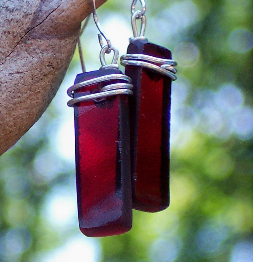 1940s Ruby Beer Bottle Earrings