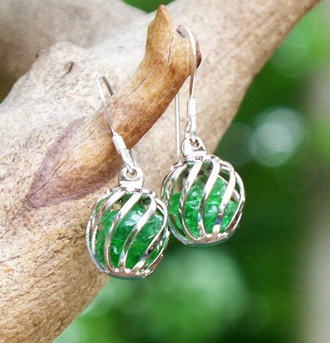 Reclaimed Vintage Green Beer Bottle Cage Earrings