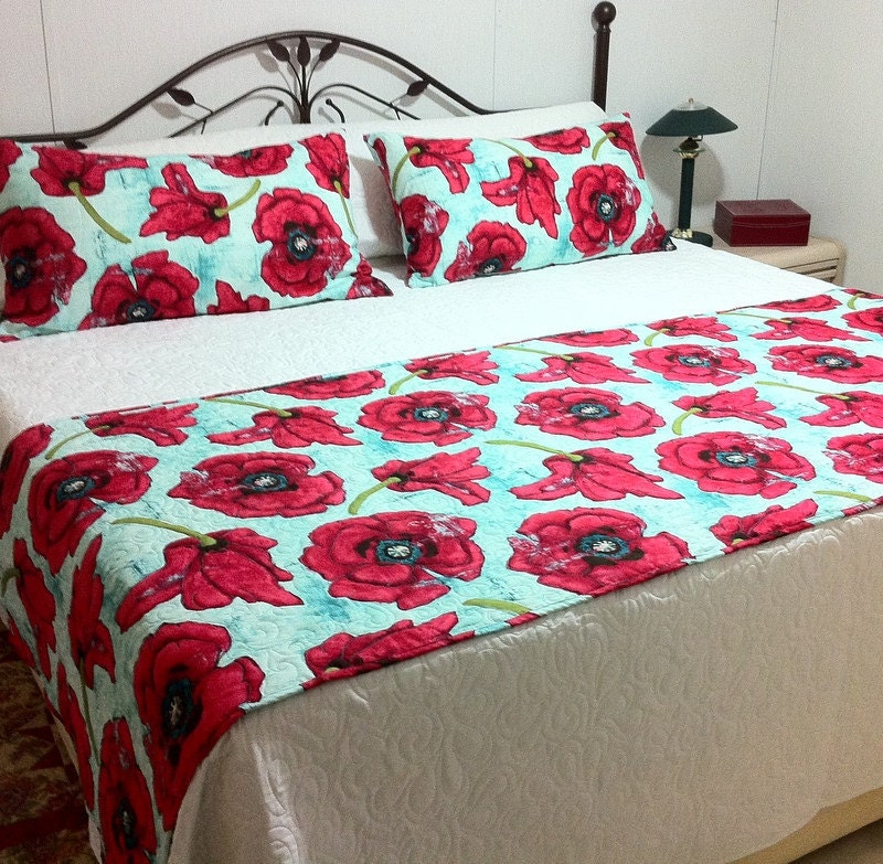 White king size whole cloth Bed Quilt 110 x by QuiltloverQuilts