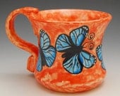 Ceramic Mug Blue Morpho Butterflies Made to Order