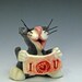 Gray and White Ceramic Cat Sculpture Made to Order