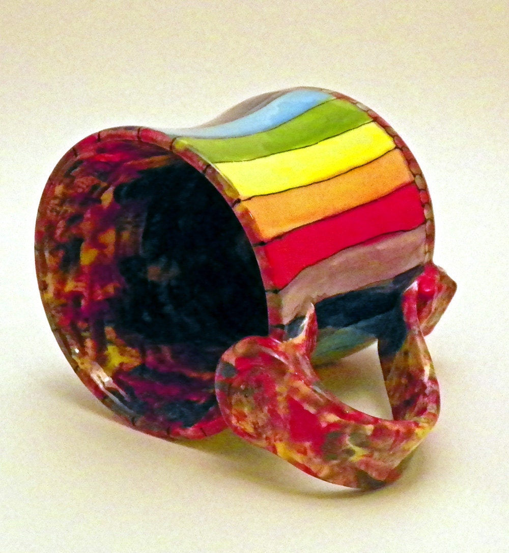 Ceramic Mug Rainbow Striped Roy G Biv Made to Order
