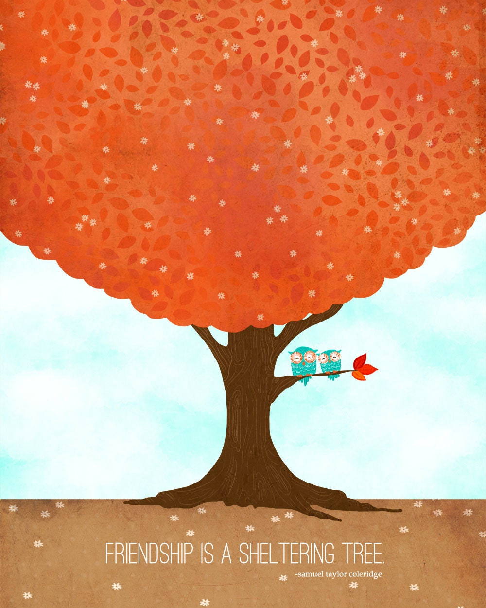 Owl Art Print -- Friendship is a Sheltering Tree Print - Friendship Quote Art Print
