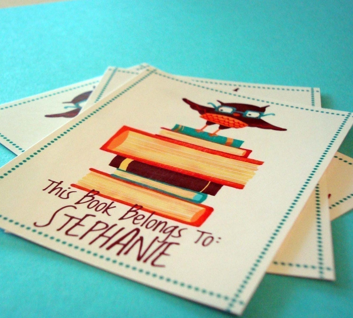 Personalized Owl Bookplates - Set of 18 - Bookish Owl