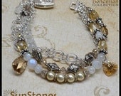 Rainbow Moonstone, Crystal Quartz, Citrine and Sterling Silver - PRICE REDUCTION