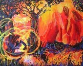 Acrylic Painting on Board - Fire play