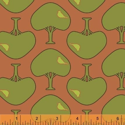 SALE 1 Yard of Timber by Jessica Levitt - Pear in Green/clay