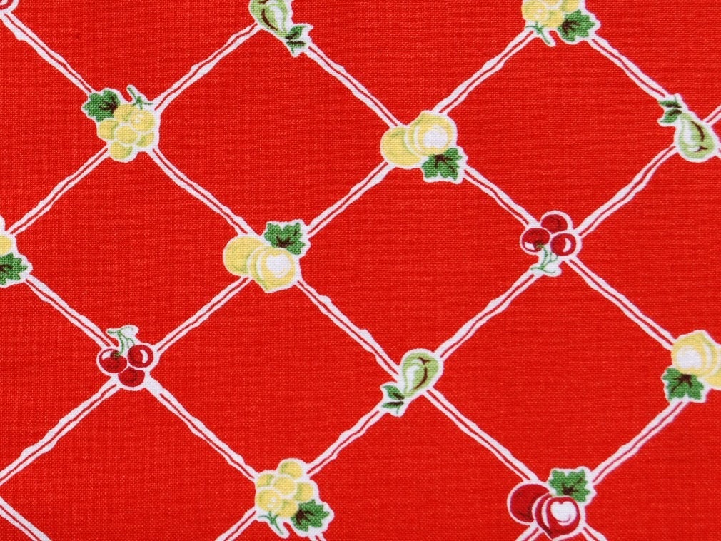 CLEARANCE  - 1 yard of American Retro c. 1945 by Windham Fabrics - Fruit in red