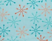 CLEARANCE 1 yard of Lizzy Dish by Elizabeth House for Andover Fabrics - Flatware Starburst in Sunny side up/aqua