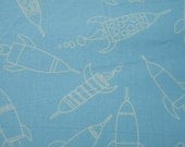 CLEARANCE  1 yard of David Walker - Robots - Linework Rockets in teal