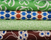 SAVE - CLEARANCE -  Yard Bundle of 4 - Katie Jump Rope by Densye Schmidt - Greens - Browns - Blues