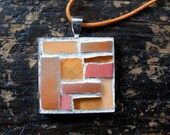Art Deco Mosaic Pendant in Peach