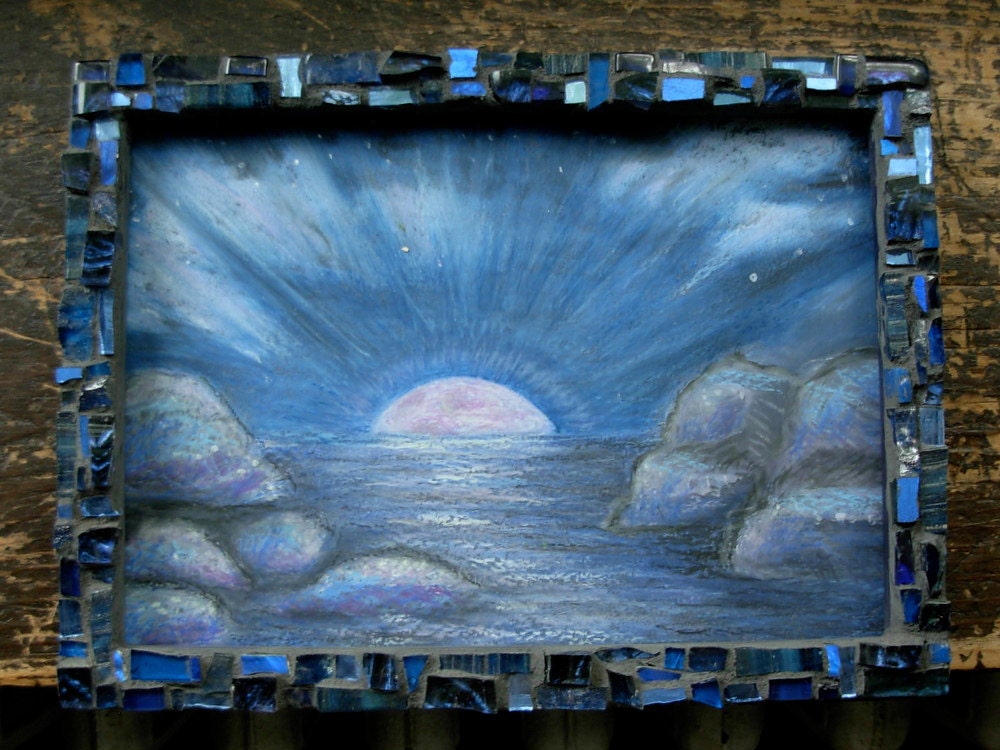 Moon Glow Oil Pastel and Mosaic Frame from Marzanne Collaboration