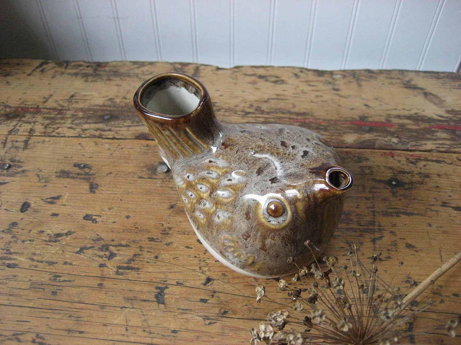 Vintage Pottery Bird Milk Pitcher