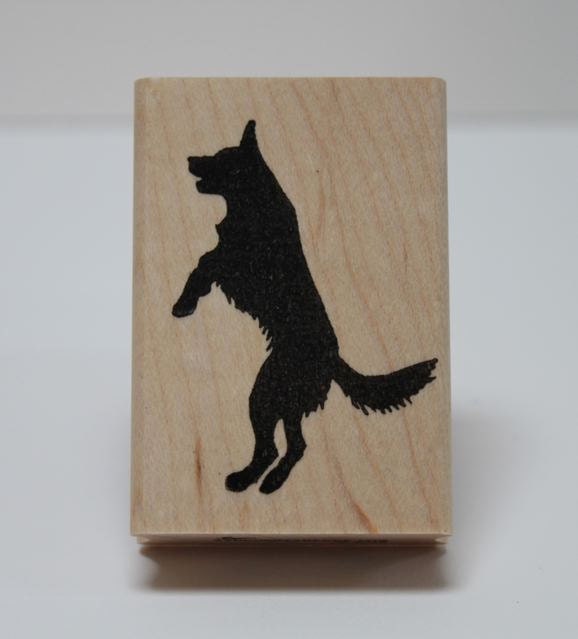 Wolf jump rubber stamp