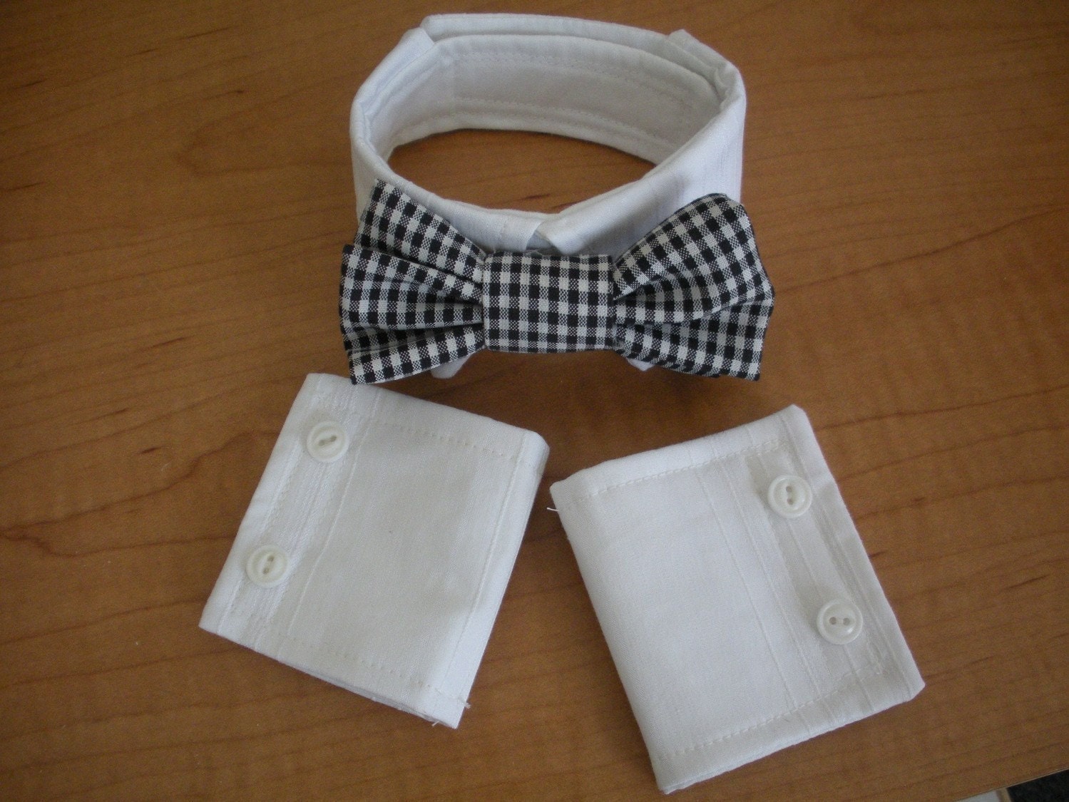 Pug or Small Dog Shirt Collar and Bowtie and Cuffs