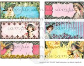 ART TEA LiFE Pressie Tags Collage Sheet Digital File clip art label journal decoupage jewelry supply paper goods vintage fashion bookplate
