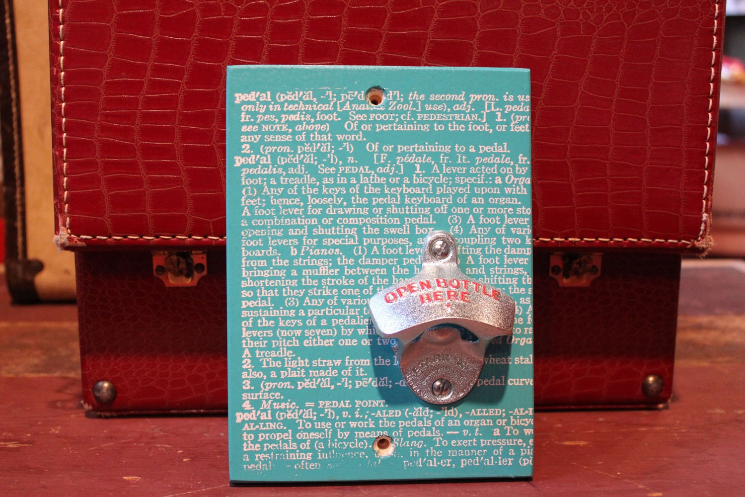 Dictionary Text Pedal Definition Bottle Opener Light Blue