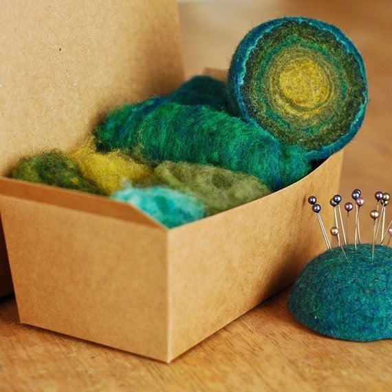 Felt Geode Needlefelting Kit - Forest Colorway
