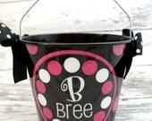 personalized PINK and BLACK five quart bucket