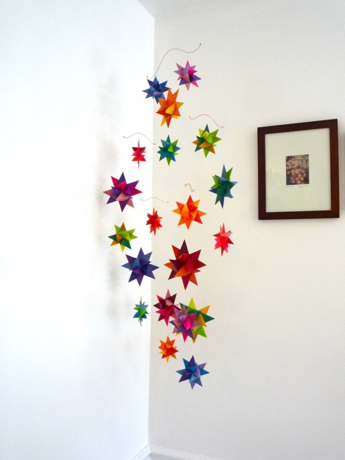 Hanging Nursery Origami Star Mobile -'Cassiopia' Rainbow