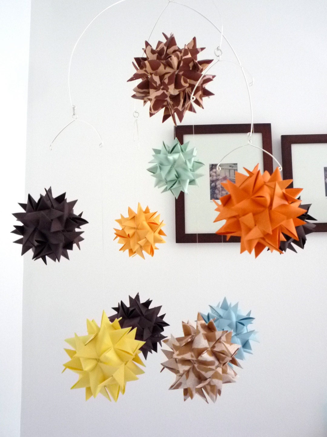 Nursery Crib Mobile Hanging Origami Spheres -'Large Gemini' Custom Colors