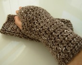 Hand Crochted Brown Taupe Mist Fingerless Gloves Fingerless Mittens Texting Gloves Arm Warmers
