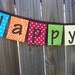 Happy Birthday Fabric Banner in Bright Primary Colors SALE