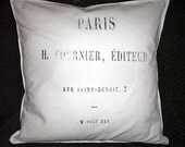 Vintage Paris Address Shabby Chic White Pilllow Case 16x16 Buy Any Two Get One For Free