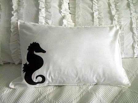SEA HORSE SHABBY CHIC PILLOW CASE 12X16