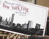 Vintage Skyline Postcard Save the Date (Brooklyn Bridge) - Design Fee